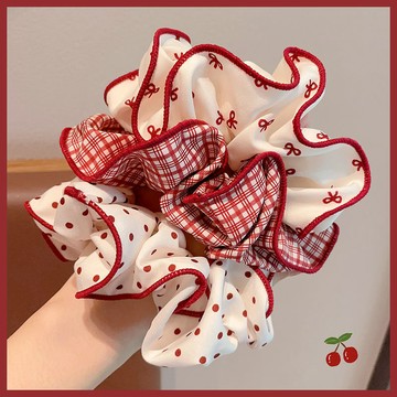 現貨💕ins風紅色髮圈 波點大腸髮圈 韓系大號發繩 刺繡大腸圈 簡約風馬尾髮圈 丸子頭髮圈  頭飾發飾 蝴蝶結髮圈