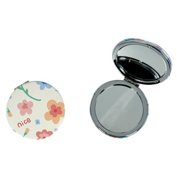 皮久熊 圓形倍影清折疊鏡/化妝鏡/補妝鏡-1入