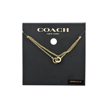 COACH金色雙環墜飾雙層鎖骨鍊