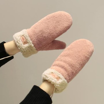 軟妹針織毛毛手套女可愛學生韓版加絨加厚防寒掛繩冬季秋冬騎行