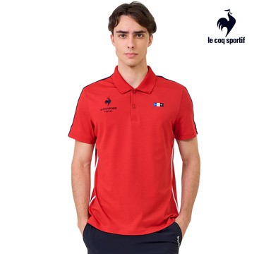【LE COQ SPORTIF 法國公雞】男款紅色短袖POLO衫LWX21042