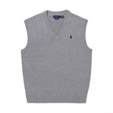 RALPH LAUREN POLO RL 熱銷刺繡小馬針織毛衣背心-灰色