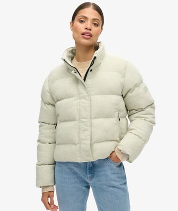 Superdry Women's Tweed Puffer Boxy Jacket Grey Size: 10