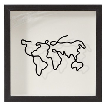 小麥購物 門票/明信片回憶儲存盒/相框式存錢罐 29 x 29cm 地圖  黑色  1個