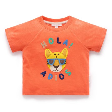澳洲Purebaby有機棉男童裝上衣12M-5T 橘紅豹