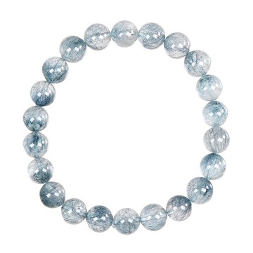 【正佳珠寶】藍髮晶 超頂級藍鋼絲髮晶 8.4-8.8mm 藍鋼絲髮晶手珠