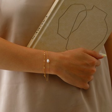 雙鍊珍珠磁鐵手鍊 GD 無鎳磁鐵手鍊 易於配戴的淡水珍珠手鍊 金色