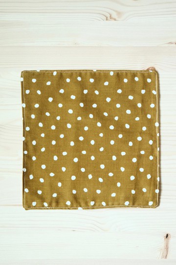 雙面二重紗手帕小方巾【水玉 卡其】