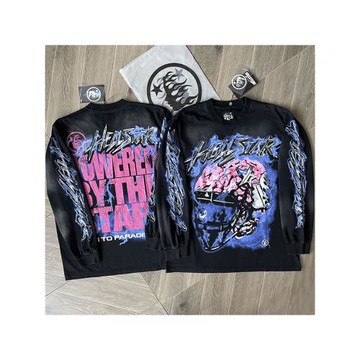 Hellstar Studios Powered By The Star Tee做舊頭盔裂紋閃電長袖