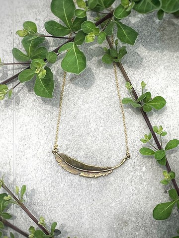 黃銅最小羽毛項鍊。