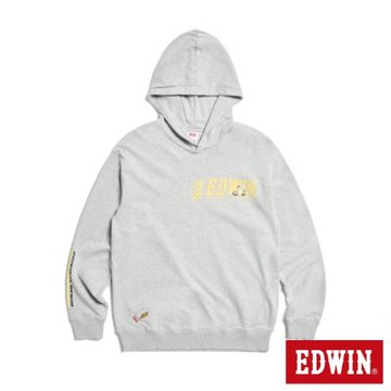 EDWIN 男裝 小騎士寬版長袖連帽T恤-銀灰色