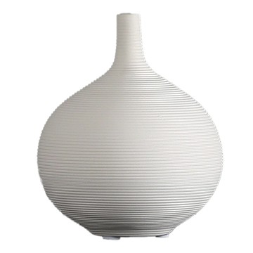 KUIBAO 快豹生活 Clause北歐簡約螺紋素胚花瓶 螺紋花瓶細口圓瓶 326D  口徑1.5cm 直徑12cm 高15cm  白色