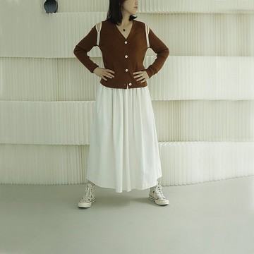 HAOLIAO 針織V領單排扣 純色漏肩 休閒百搭 顯膚開衫 多色可選