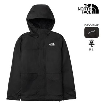 【The North Face 官方旗艦】 北面男款黑色防水透氣可調節連帽衝鋒衣｜8AUK4H0