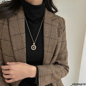 大促銷一 頸鍊 辣妹 飾品 鎖骨鏈 精緻微鑲八芒星衛衣項鍊女輕奢小眾毛衣鏈高階感氣質網紅嘻哈飾品