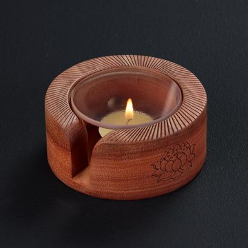 云窩紅檀木溫茶器蠟燭底座禪意日式加熱茶爐保溫暖茶器恒溫墊茶道