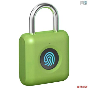 全新 智能防盜指紋掛鎖 旅行包儲物櫃一觸即開鎖 USB充電半導體持久續航指紋掛鎖 青色