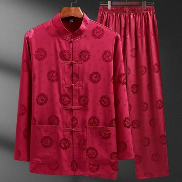 【巴黎精品】現貨+預購 新中式唐裝套裝中國風襯衫長袖上冰絲衣長褲休閒男裝-滿福男裝5色a1kr43