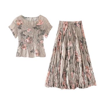 【巴黎精品】現貨+預購 三宅風上衣褶衣褶皺套裝女上衣長裙折衣彈力女裝顯瘦摺衣大碼-春夏季印花7色a1jv2