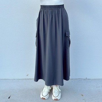花木馬日系女裝鬆緊腰多口袋簡約長裙