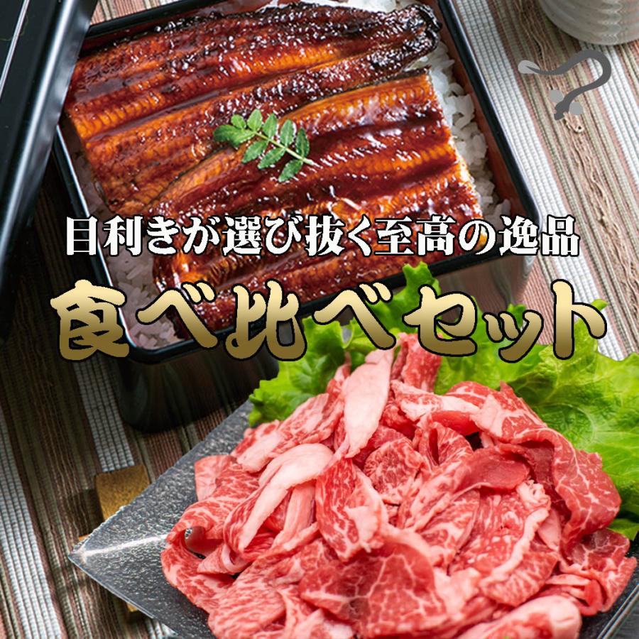 御歳暮 ギフト「鰻 ＆ 黒毛和牛切り落とし」かごしま温泉うなぎ 蒲焼き 黒毛和牛 肩バラ モモ 切り落とし