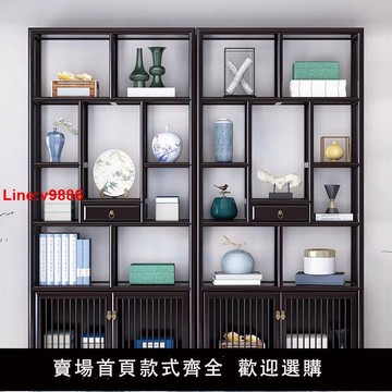 【台灣公司 超低價】博古架實木茶葉架置物架屏風隔斷酒柜家用新中式擺件多寶閣展示架