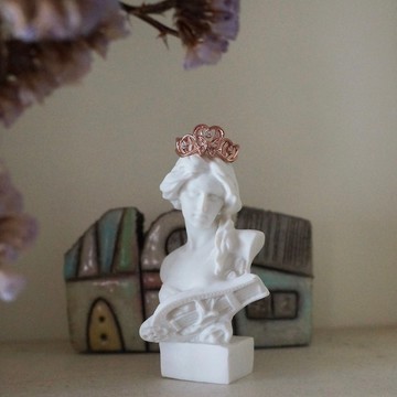 蝴蝶皇冠戒指 蕾絲花紋 925銀鍍玫瑰金