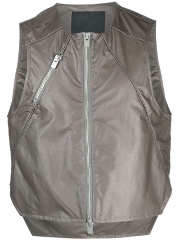 HELIOT EMIL - high-low hem zip-up gilet - men - Polyester/Nylon - 50 - Grey
