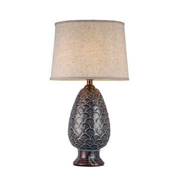 玄關臺燈美式地中海漸變色松果臥室床頭燈客廳沙發角幾燈