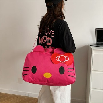 kitty大容量旅行包 卡通HelloKitty可愛旅行包女大容量行李包單肩手提行李袋防水