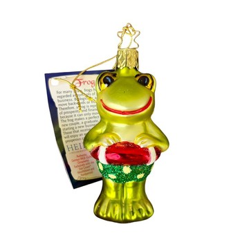 INGE-GLAS 復古 德國 在泳池玩耍的青蛙 玻璃裝飾品 聖誕裝飾品