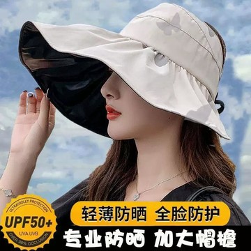 台灣出貨+免運 新款夏季黑膠空頂帽 大檐防紫外線防曬太陽帽 透氣便攜可摺疊扎馬尾空頂帽 遮陽帽 運動帽 涼帽 帽子 老帽