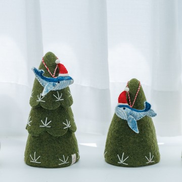 羊毛氈聖誕吊飾 聖誕藍鯨/大翅鯨