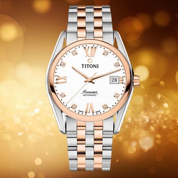 TITONI 梅花錶 空中霸王系列 83909SRG-063 機械腕錶 玫瑰金x銀色 38.5mm