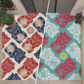 【好物良品】180x120cm_快樂祈福系列陽台玄關可剪裁絲圈刮泥地墊180x120cm好柿花生