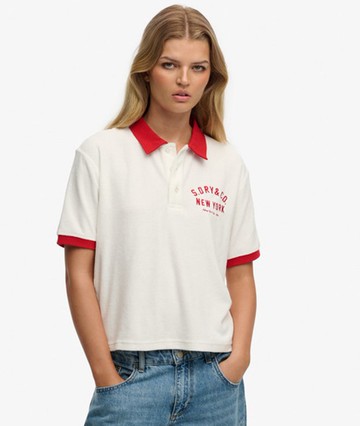 Superdry Women's Heritage Terry Polo Cream Size: 12