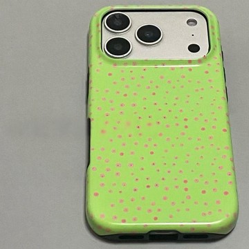 綠底滿屏小花蘋果17promax16菲林二合一iPhone15手機殼14雙層1312
