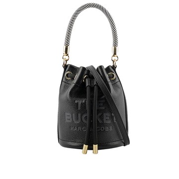 MARC JACOBS The Bucket Bag Logo 壓印二用迷你水桶包(黑色)