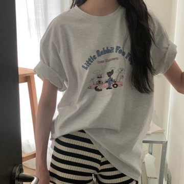 正韓女上衣 小太陽五分袖T恤FIE1182-創翊韓都
