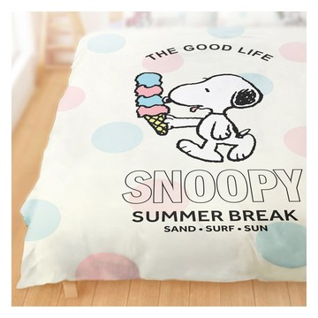 享夢城堡 MIT精梳棉雙人冬夏兩用被套6x7-史努比Snoopy 甜甜冰淇淋-米黃