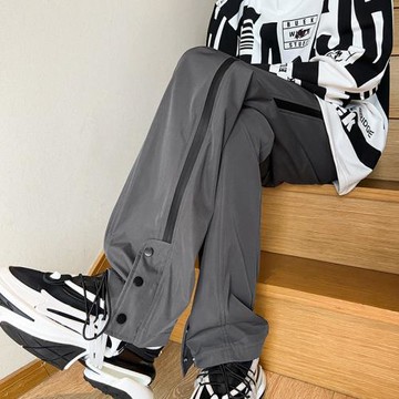 沖鋒衣搭配的褲子男款沖鋒褲秋季美式高街機能排扣褲戶外工裝褲秋