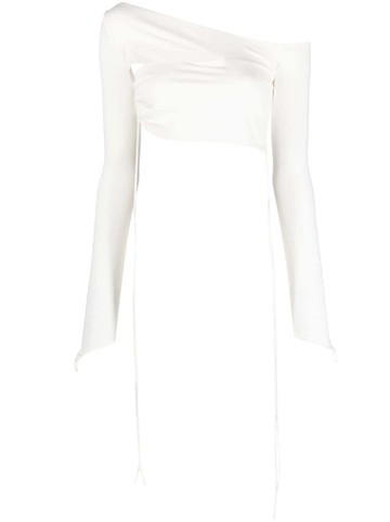 MANURI - asymmetric cut-out cropped top - women - Elastane/Viscose - XS - White