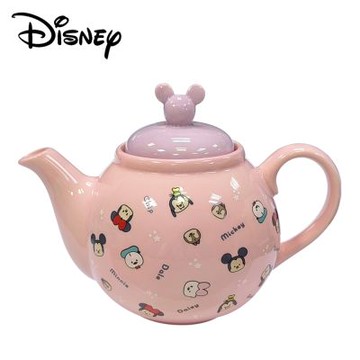 日本正版 米奇 陶瓷 茶壺 500ml 附濾網 濾茶壺 造型茶壺 米奇家族 迪士尼 Disney - 278405
