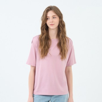 GIORDANO 女裝船領短袖上衣 - 29 椰奶粉紅