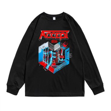 歐美重金屬容樂團Accept搖滾接受樂隊印花男女長袖T恤純棉寬松