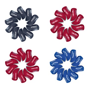 高爾夫鐵桿套球桿套桿頭套男女款透明款小窗口PU帽套10只保護套布