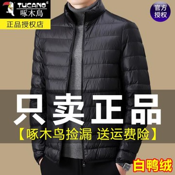 啄木鳥輕薄羽絨服男冬季新款超薄款立領短款爸爸保暖內穿內膽外套