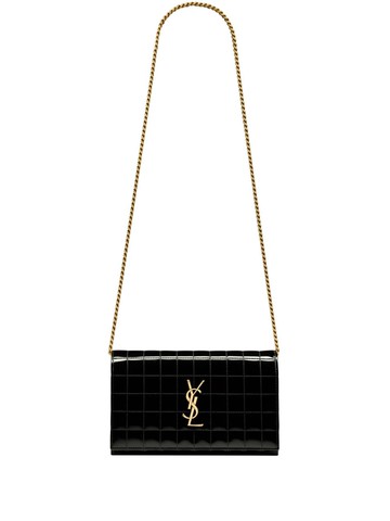 Saint Laurent - Cassandre matelassé leather chain wallet - women - Metal/CALFSKIN - One Size - Black
