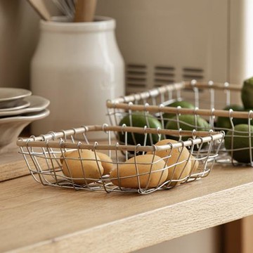歐式復古收納筐面包籃 鐵藝鐵絲編織收納籃零食雜物菜籃子點心籃