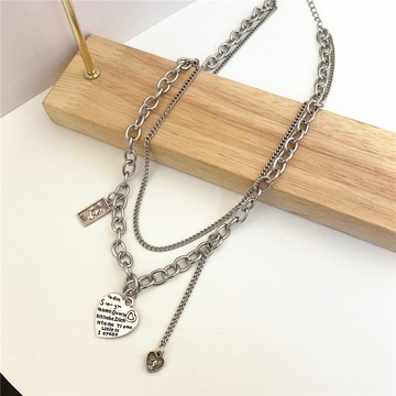 【好依飾 H.studio】雙層項鏈 組合 鎖骨鏈誇張 復古 項鍊女 蝴蝶 珍珠 韓版 閃鑽 街頭 嘻哈 閃鑽  頸鍊女